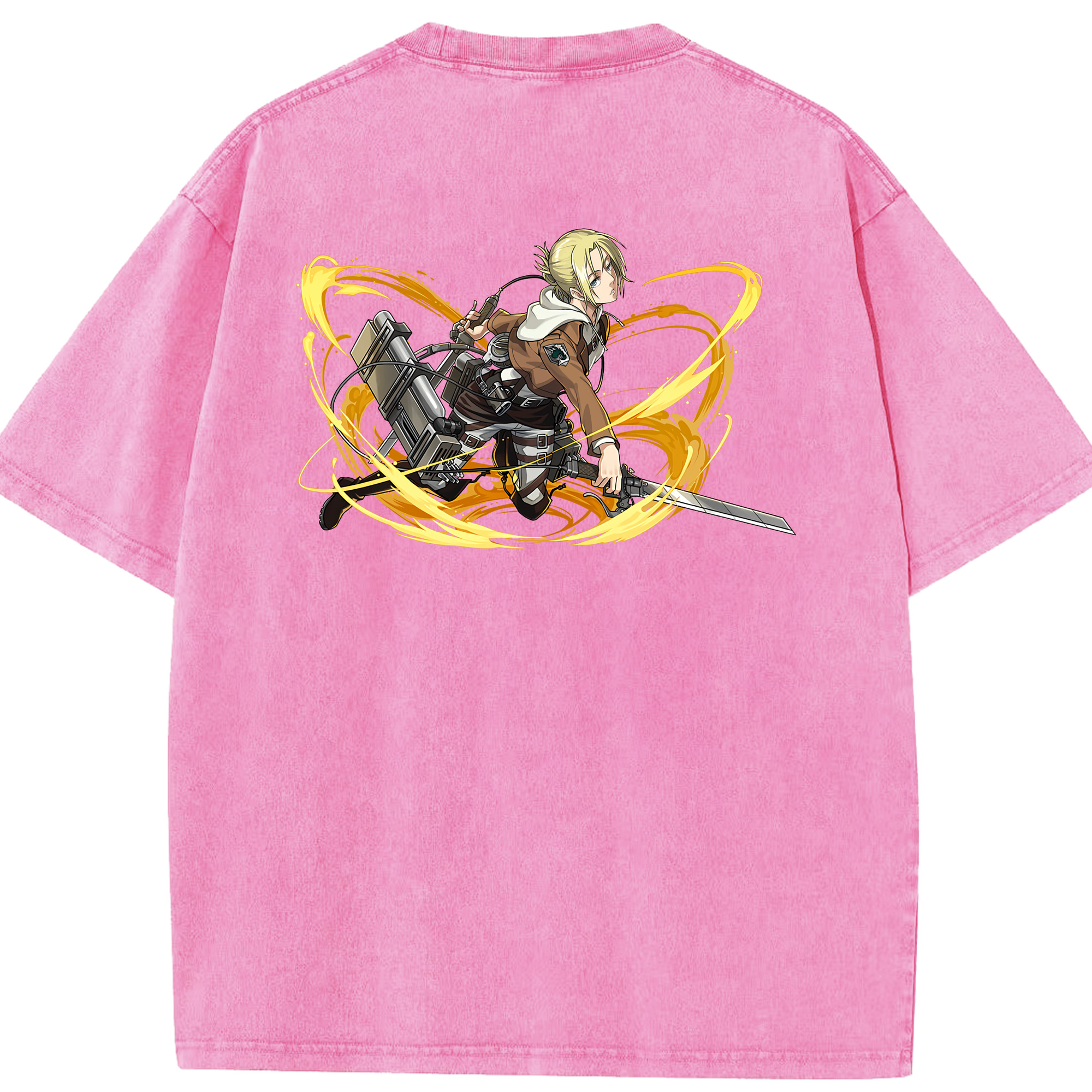 （画像用） 進撃の巨人 アニ・レオンハート Attack on Titan Annie Leonhart 綿100% ヴィンテージ風 半袖Tシャツ（背面プリント）